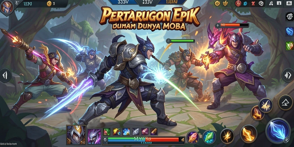 Tampilan pertarungan epik dalam game MOBA 333V.