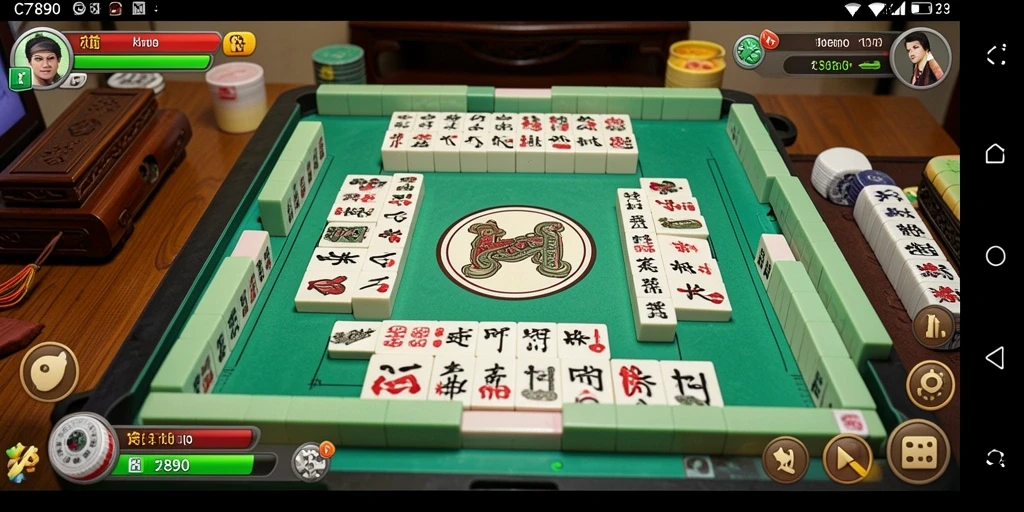 Screenshot C7890 menampilkan gameplay Mahjong yang menegangkan dan menyenangkan.