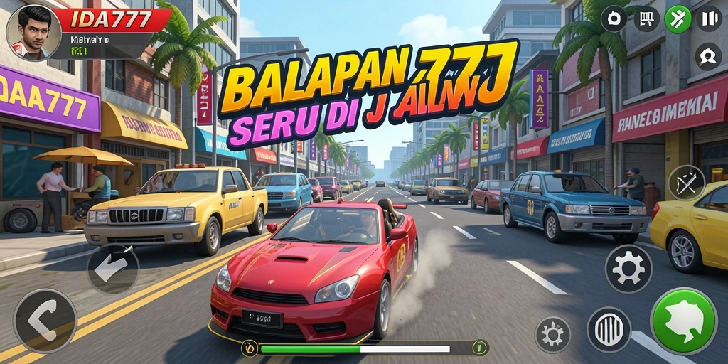 Tampilkan gameplay seru dari balapan mobil di IDA777.