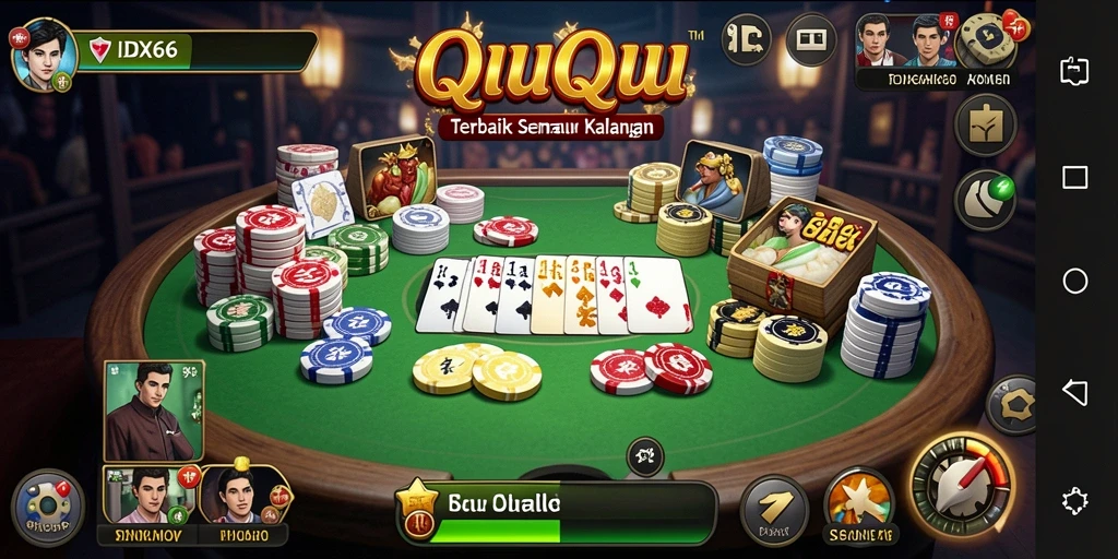 Tampilan gameplay seru dalam permainan QiuQiu IDX66.