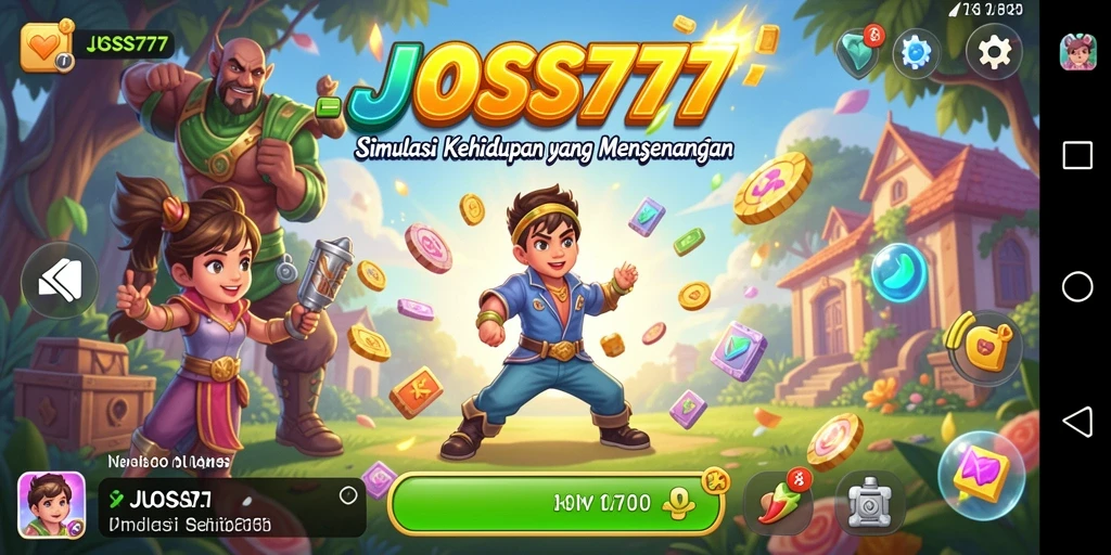 Tangkapan layar gameplay JOSS777 yang menampilkan kehidupan virtual yang dinamis.