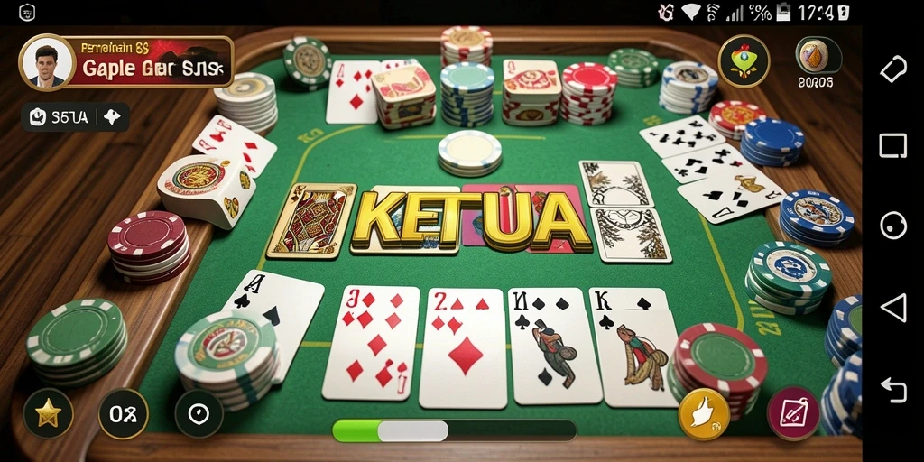 Screenshot KETUA menampilkan gameplay Gaple yang menarik.