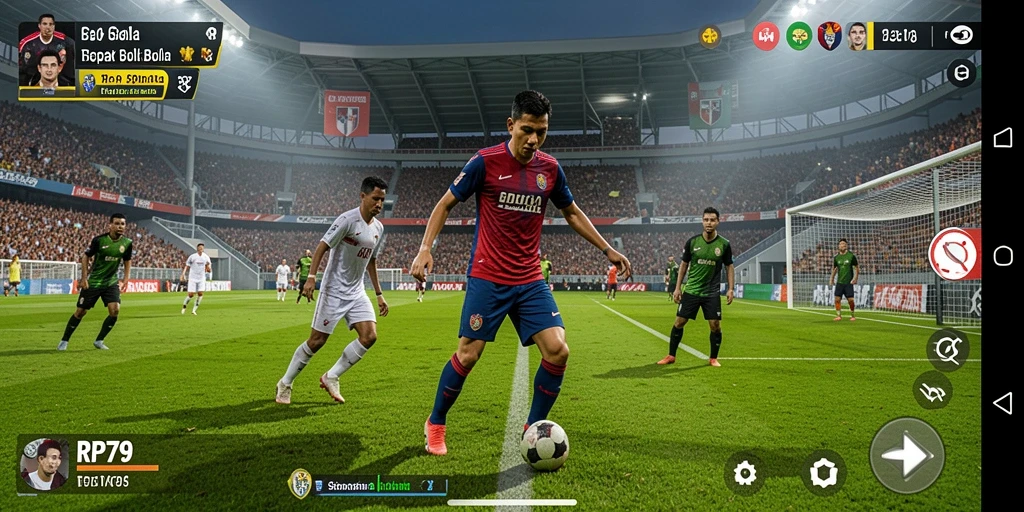 Tampilan menarik dari gameplay RP79 yang menampilkan aksi sepak bola yang intens.